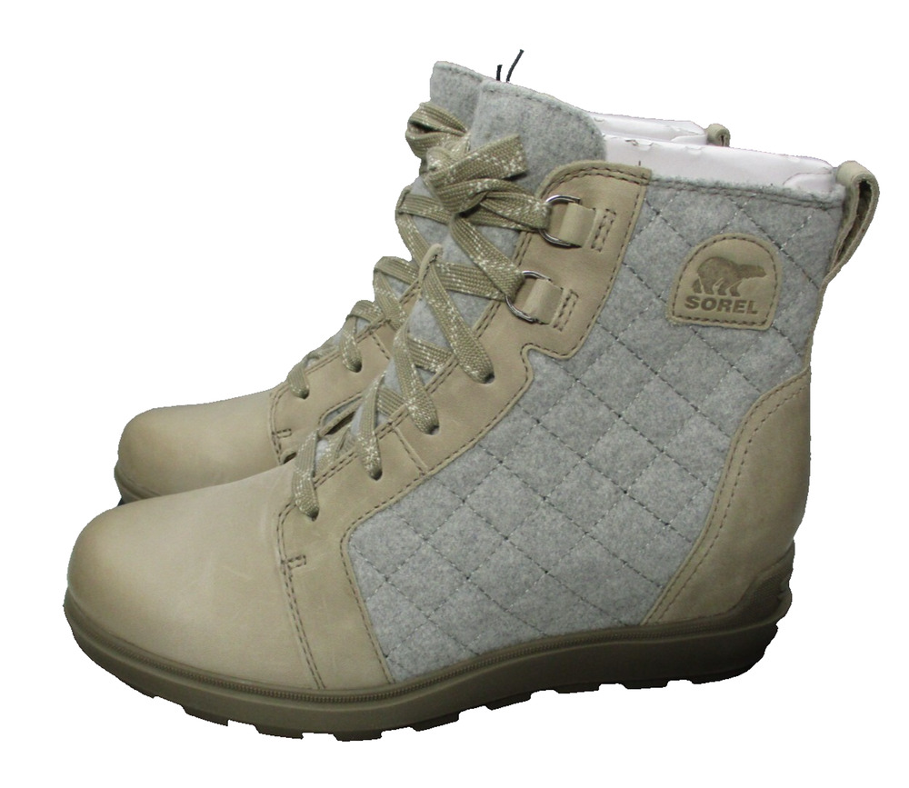 Sorel Evie II NW Lace Boots Waterproof Taupe Gray Womens Sz 9